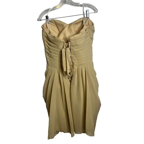 Champagne Short Chiffon Bridesmaid Dresss sz L - Picture 5 of 7